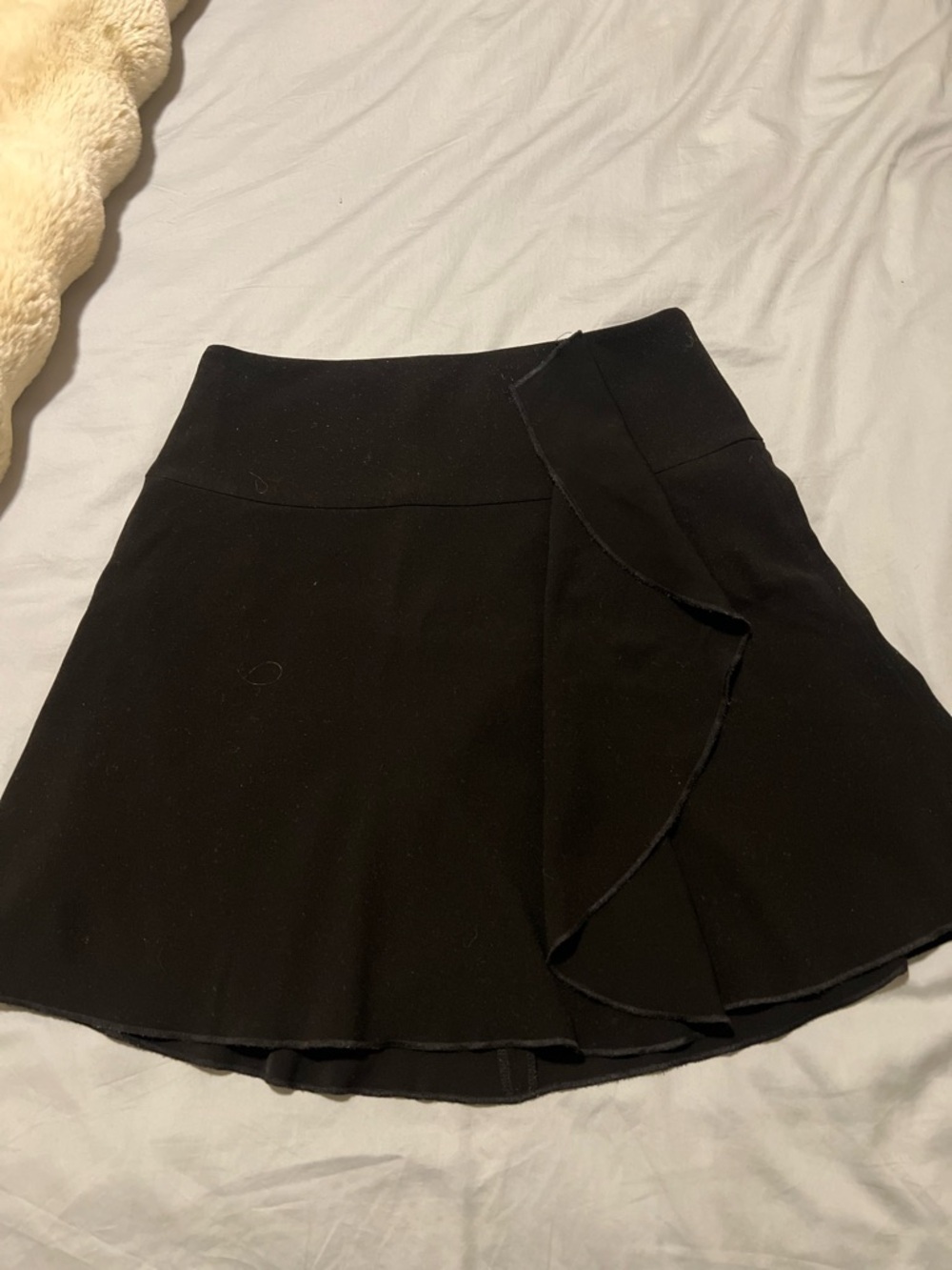 LOFT Black Ruffle Wrap Skater Skirt